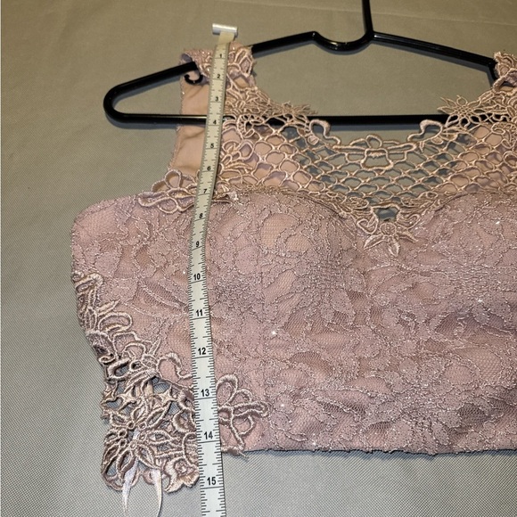 2/$35 NWT Pink Shimmer Lace Bralet Crop Top Padded Size 13 Romantic Fairycore - Picture 5 of 9